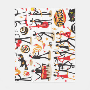 Jazz Icons Set: White Background Isolated Fleece Blanket