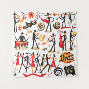 Jazz Icons Set: White Background Isolated Tapestry