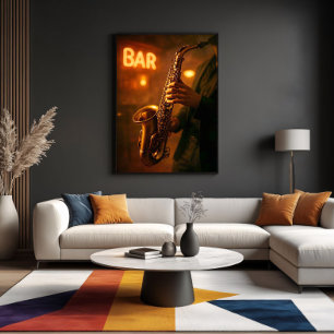 Jazz in Bar Lights Canvas Print