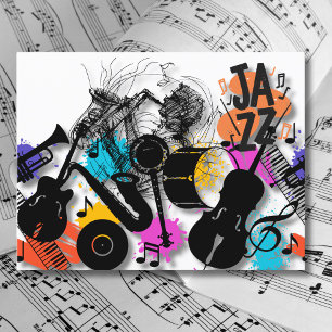 Jazz in Motion – Bold Musical Abstract Postcard