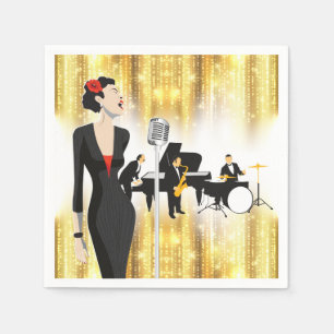 Jazz In The Park Cocktail Napkin, Music Theme Napkin