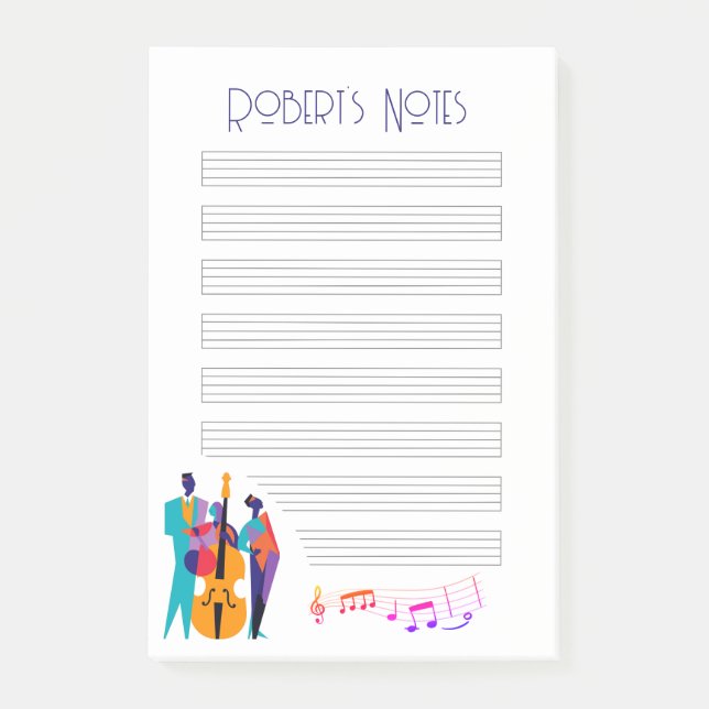 Jazz Lick-Inspired "Note" Pad with Musicians Post-it Notes (Front)