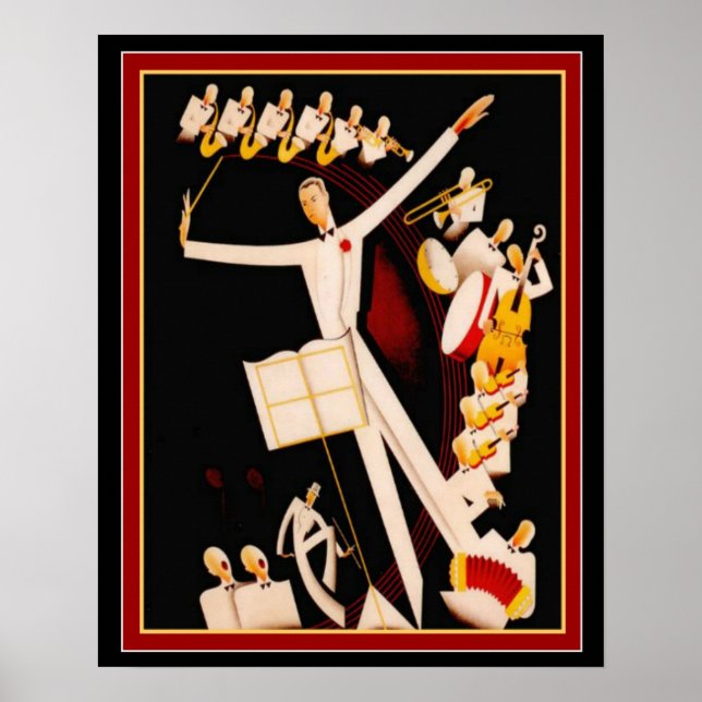 "Jazz Maestro" Art Deco Print 16 x 20 (Front)