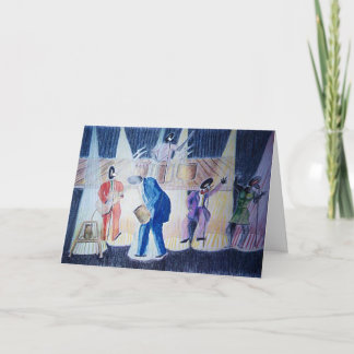 Jazz Man blue Holiday Card