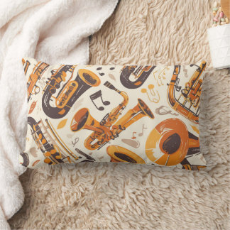Jazz Melody - Saxophone Musical Pattern Lumbar Pillow