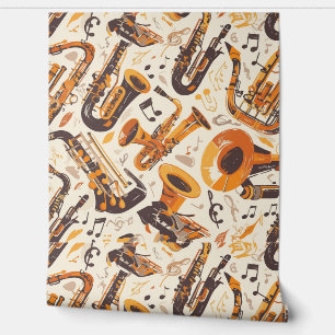 Jazz Melody - Saxophone Musical Pattern Wallpaper