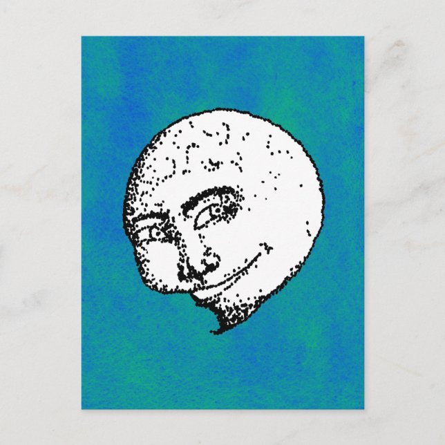 Jazz Moon on Blue-Green Postcard (Front)