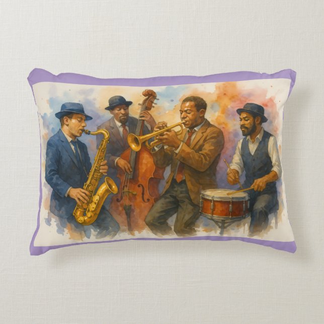 Jazz Muscians Accent Pillow (Front)