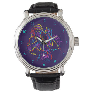 Jazz Music Abstract Neon Drawing Watch