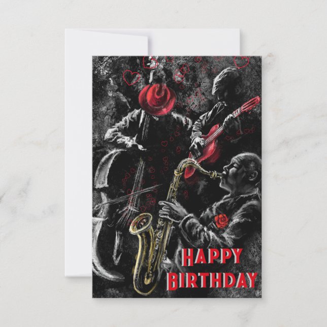 Jazz Music Band Musical Birthday Card (Front)