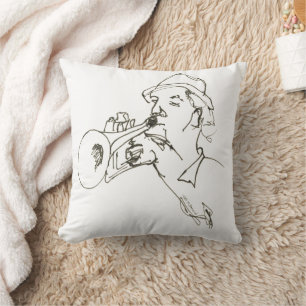 Jazz music lover trumpet player throw pillow