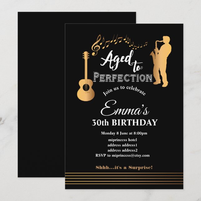 Jazz, Music party invitation, Aged to Perfection Invitation (Front/Back)