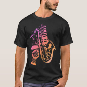 Jazz Music Saxophone Piano Drums Musician T-Shirt