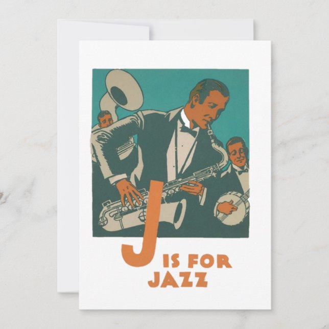 Jazz Music Vintage Art Greeting Card (Front)