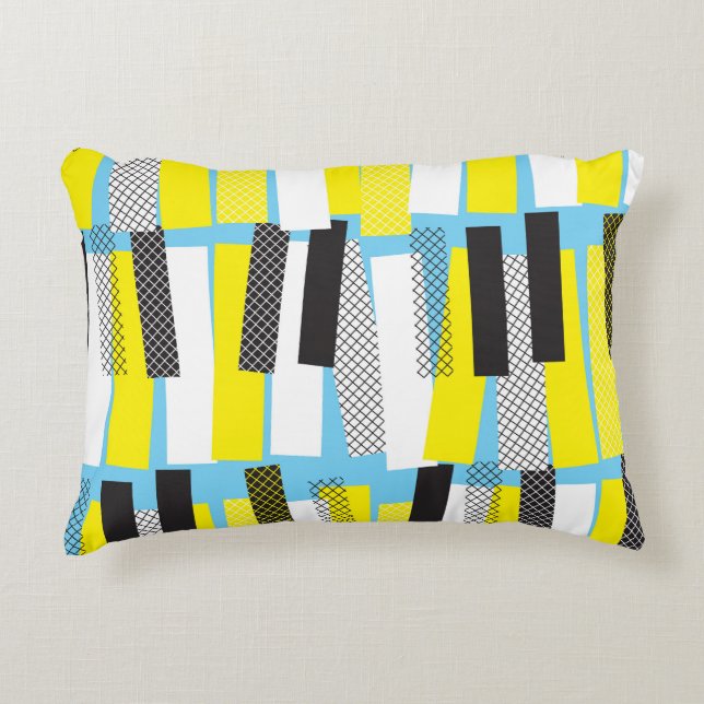 Jazz music, yellow blue geometric pattern. accent pillow (Front)