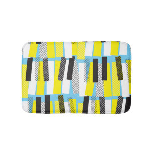 Jazz music, yellow blue geometric pattern. bath mat