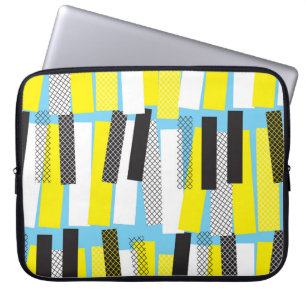 Jazz music, yellow blue geometric pattern. laptop sleeve