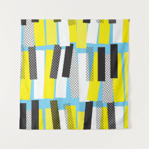 Jazz music, yellow blue geometric pattern. tapestry