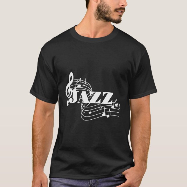Jazz Musician Sheet Music Jazz Notes T-Shirt (Front)