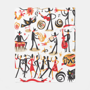 jazz musicians - icons set . Isolated on white bac Fleece Blanket