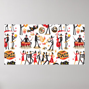 jazz musicians - icons set . Isolated on white bac Poster
