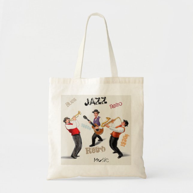 Jazz Musicians Retro Music Vintage Illustration Tote Bag (Front)