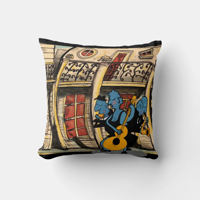 JAZZ NEW ORLEANS STYLE by Slipperywindow Throw Pillow (Front)