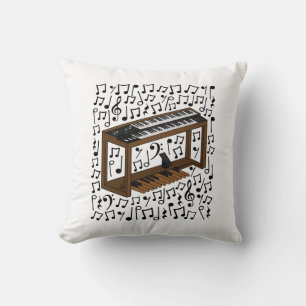 Jazz Organ Musical Notes, Organist Music Teacher Throw Pillow