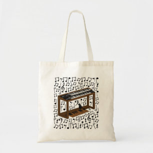 Jazz Organ Musical Notes, Organist Music Teacher Tote Bag