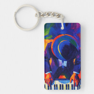 Jazz Pianist Abstract Art Colourful Painting Keychain