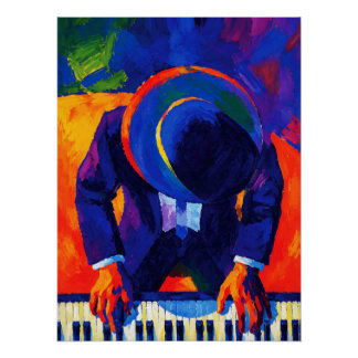Jazz Pianist Abstract Art Colourful Painting Poster
