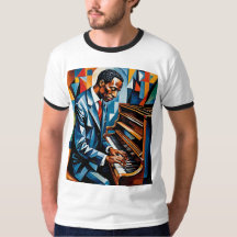 Jazz Pianist Abstract Art Tribute T-Shirt
