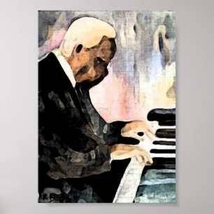 Jazz Pianist O indian Ink Artwork Impressions Poster