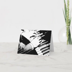 Jazz Piano Musician 4x5.6 Carte de notes pliées