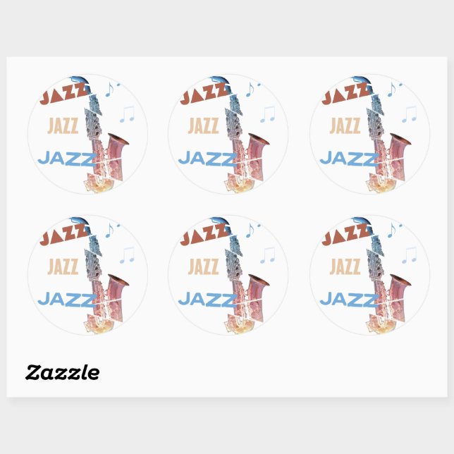 Jazz Saxophone Modern Art Classic Round Sticker (Sheet)
