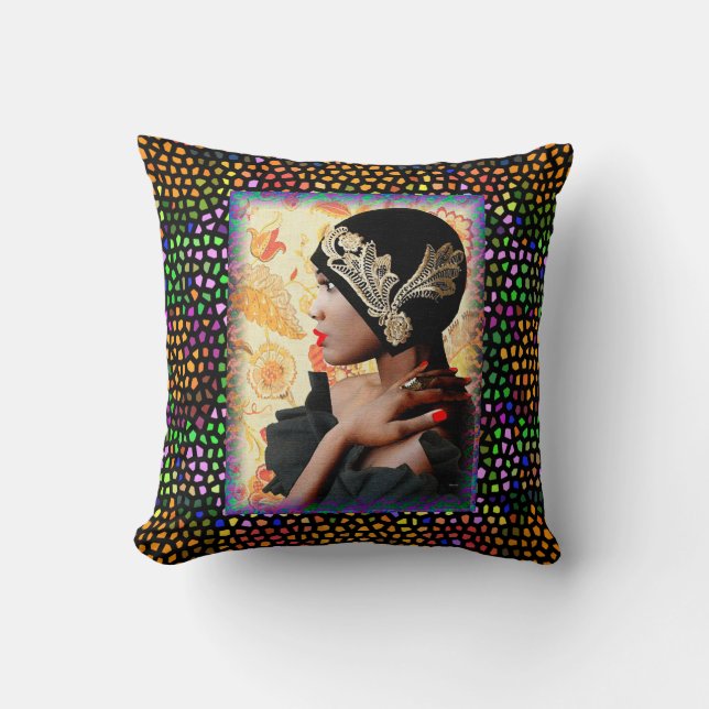 Jazz Singer Harlem Renaissance Throw Pillow (Front)