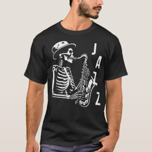 Jazz Skeleton plays saxophone T-Shirt
