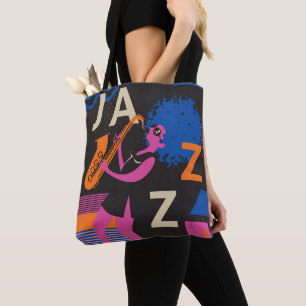 Jazz Theme Saxophone Music Tote Bag
