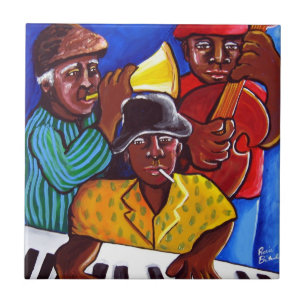 Jazz Trio African American Folk Art Tile