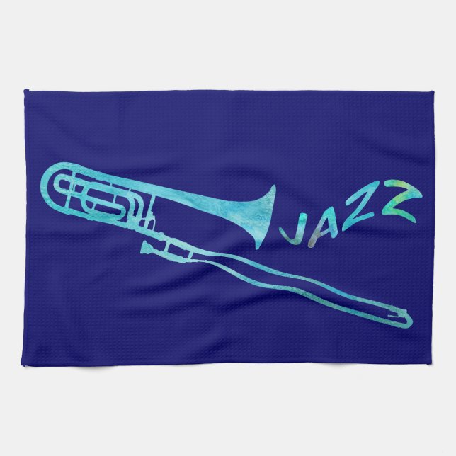 Jazz Trombone Kitchen Towel (Horizontal)