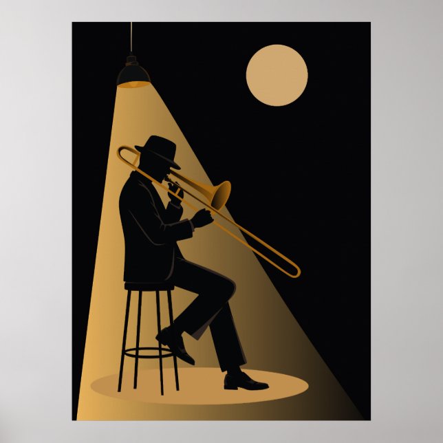 Jazz Trombone Player Print | Vintage Jazz  (Front)