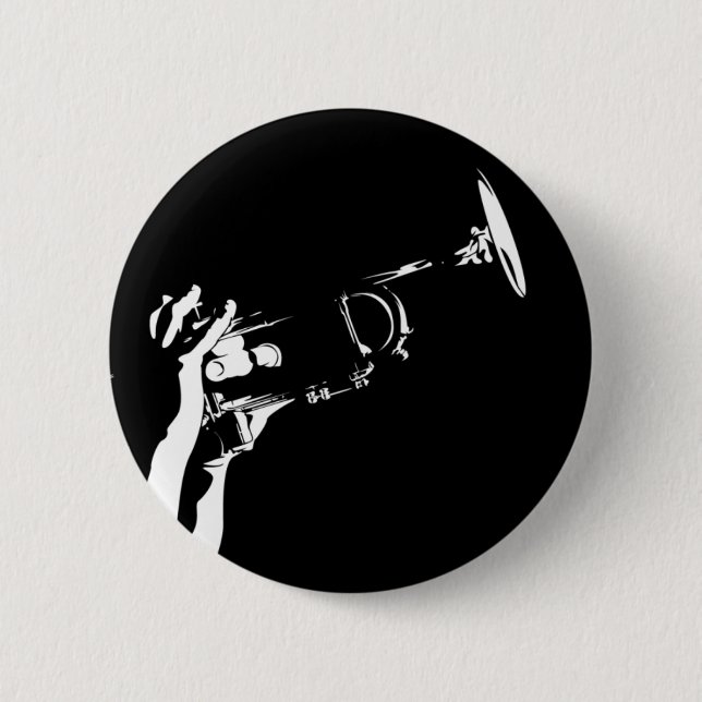 Jazz Trumpet Player Button Badge (Front)
