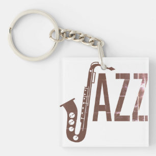 Jazz Typography Sax Keychain