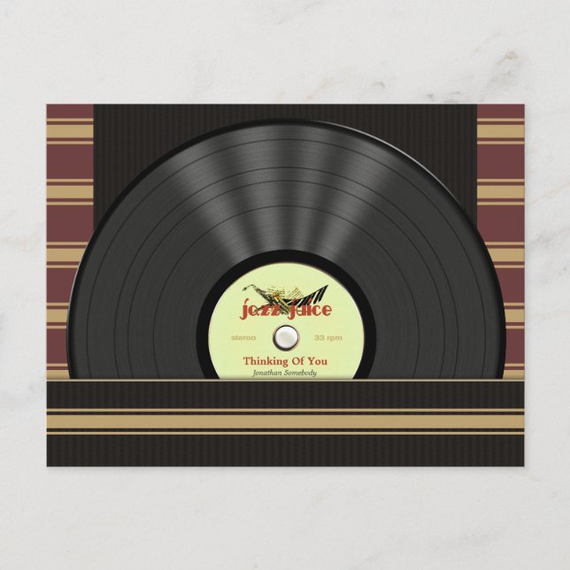 Jazz Vinyl Record Personalized postcards (Front)