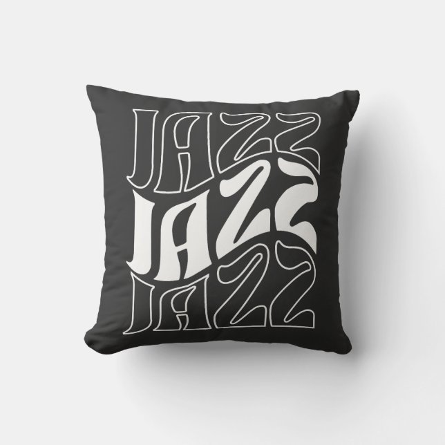 Jazz Wordmark Bold Outline  Throw Pillow (Front)