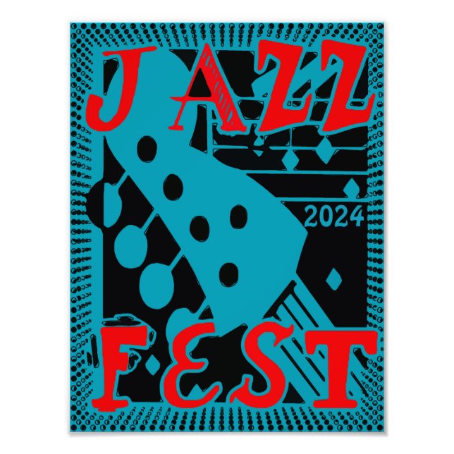 JazzFest Guitar 2024, edit text Photo Print (Front)