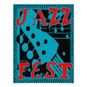 JazzFest Guitar , edit text Photo Print