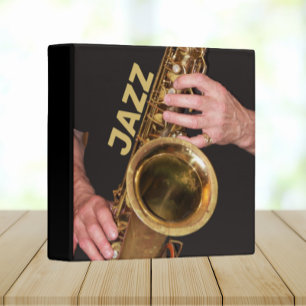 Jazzman Playing Gold Saxophone Binder