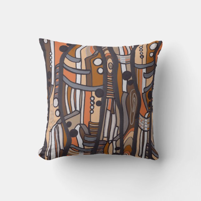 Jazzy Abstract Earthtones Pillow (Front)