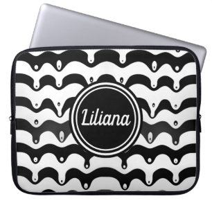 Jazzy Black and White Melting Zebra Stripes Laptop Sleeve